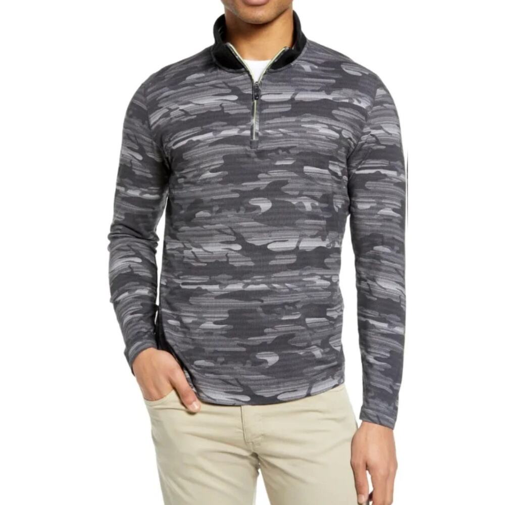 Robert Graham | Men's Street Circuit Camo Quarter Zip Pullover Sweater Large